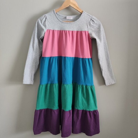 Hanna Andersson Grey Color Block Twirl Long Sleeve Dress Size 12 / 150 - Picture 2 of 9